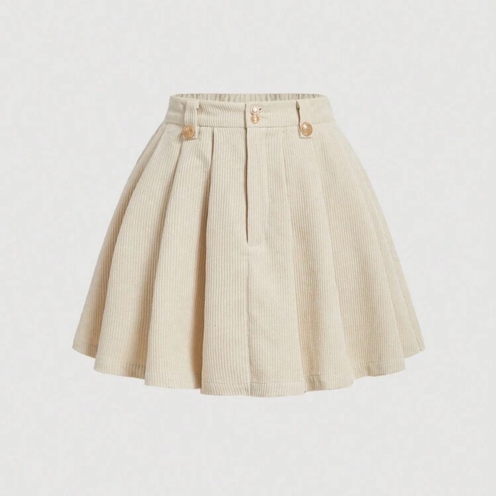 Elegant Cream Pleated Skirt